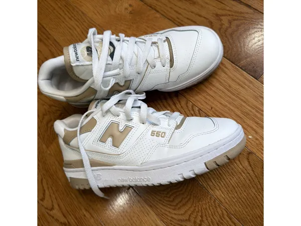 Size 8.5 US Women’s Unisex New Balance 550, White Linen , Men’s Size 7 - Image 2