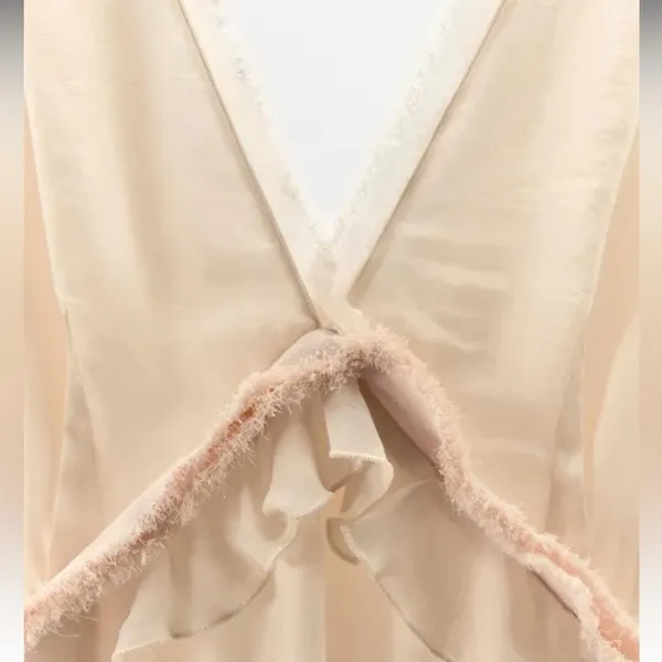 Zara midi dress with raw‎ hem and ruffles - Image 5
