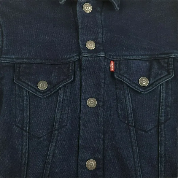 Levi’s Original Trucker Jacket Women’s Small Dark Wash Denim Button Front Stretc - Image 4