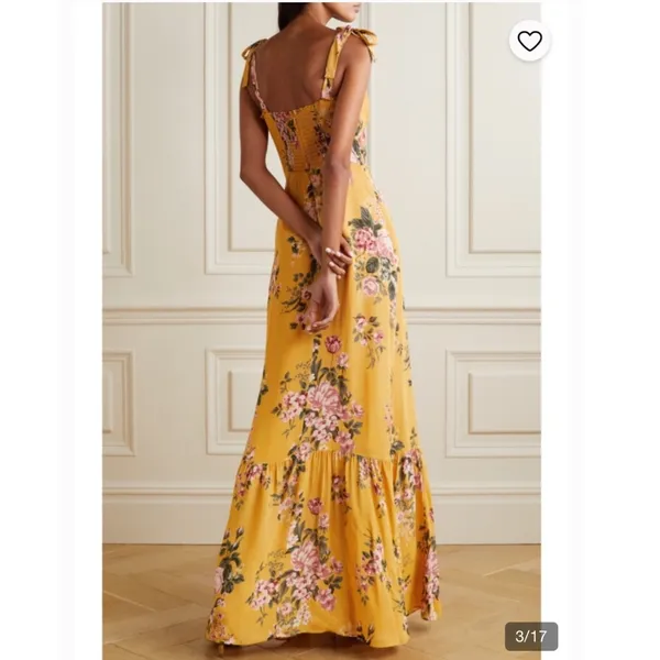 Reformation Jasen Dress Anjelica Yellow Floral Tie Strap Maxi Dress Size 6 - Image 2