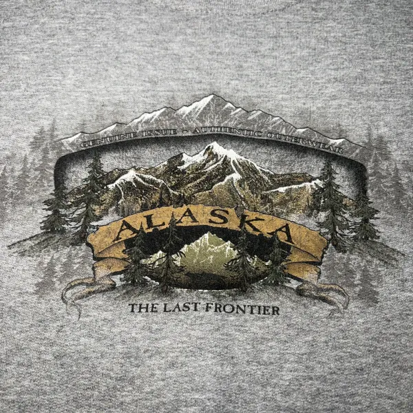 Alaska The Last Frontier Mountain Graphic Sweatshirt Gray Adult Small Gorpcore - Image 2