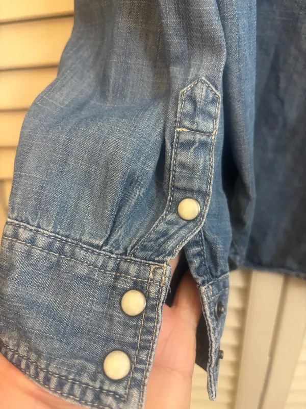 American Eagle Denim Shirt with Pearl Snaps - Image 8