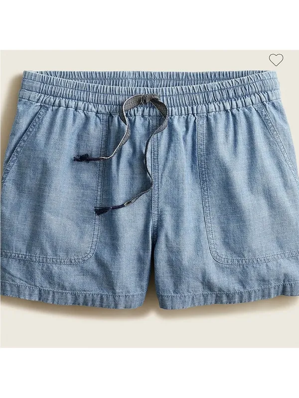 J.Crew Seaside Chambray Drawstring Shorts Blue 100% Cotton Size L - Image 7