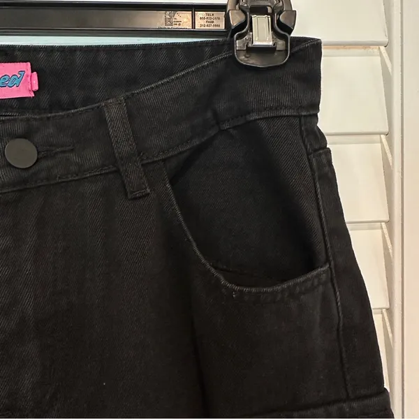 New Edikted Wide Leg Jeans Sz S Oversized Boyfriend Cargo Black Mid-rise Y2K - Image 11
