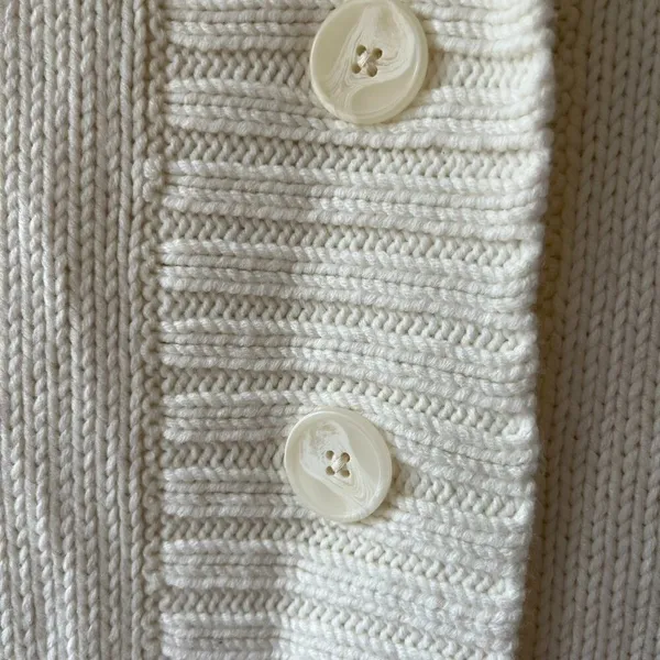 Old Navy Sz S Oversized Funnel Neck Rib Knit Cream Sweater Coat Pockets - Image 7