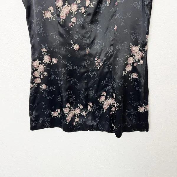 [Vintage] All That Jazz 90s Y2K Floral Satin High Neck Halter Blouse Sz Small S - Image 6