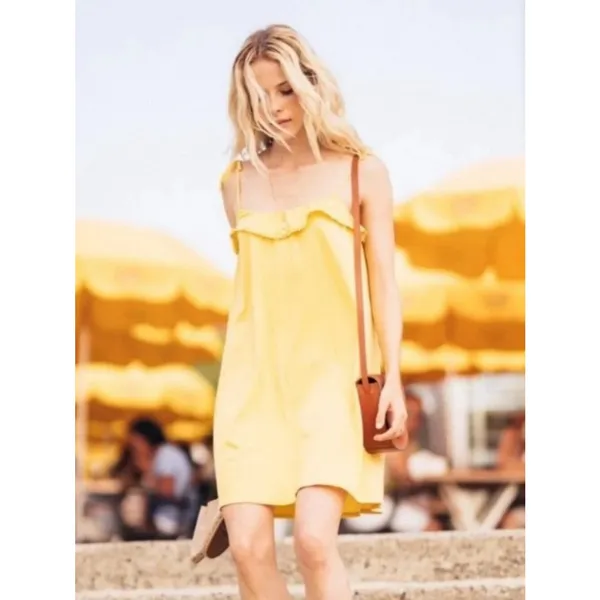 Sezane 100% Cotton Darcy Dress, Size S, Sunset Yellow, VGUC - Image 2