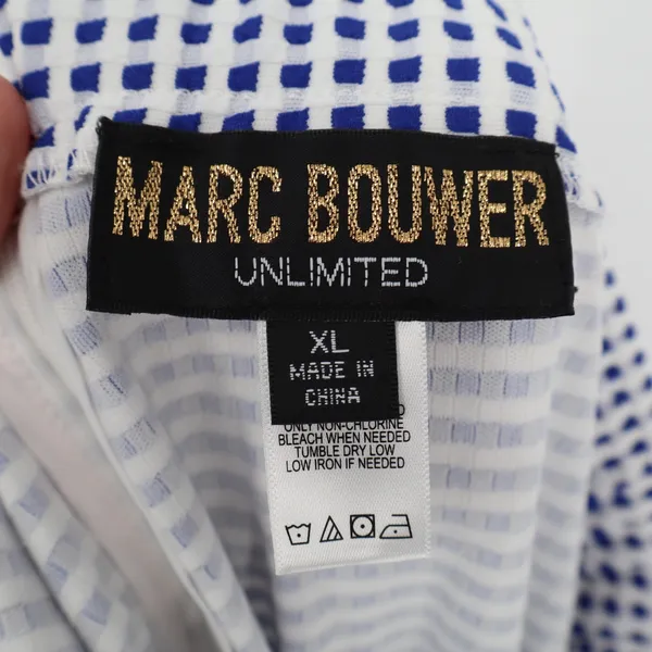 Marc Bouwer Unlimited Blue White Gingham Wide Leg Pants XL Textured Stretch SKU - Image 3