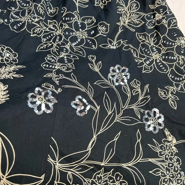 Ann Taylor LOFT Black Floral Sequins A-Line Skirt Size 4 Knee Length - Image 12