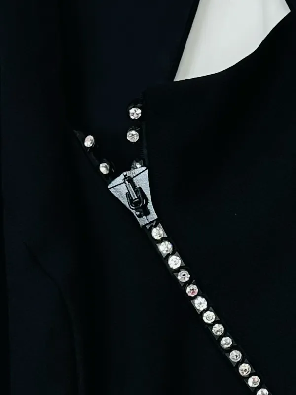 Adriana New York Black Sleeveless Maxi Dress with Rhinestone Diagonal Detail - Image 4