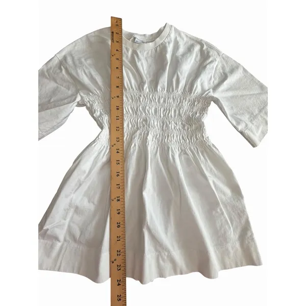 GANNI Top Shirt Women's Small Shirred Blouse Organic Cotton Jersey White #KL6-1 - Image 8