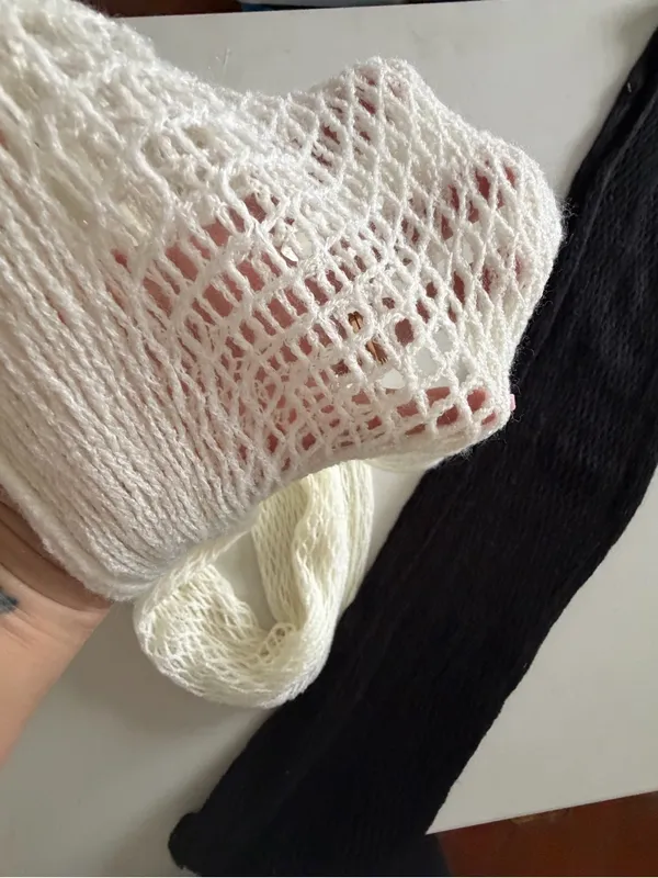 Cream and Black Knit Infinity Scarves - Women Accessories - Image 3