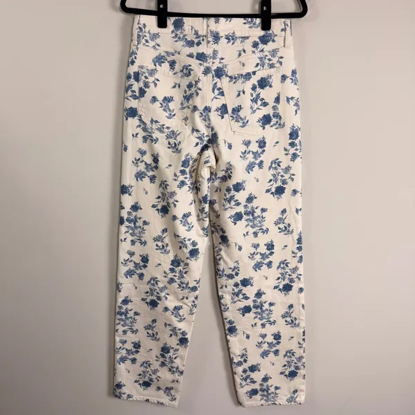 Old Navy OG Loose High Rise Floral Toile Jeans Blue Cream Tall 4 - Image 3