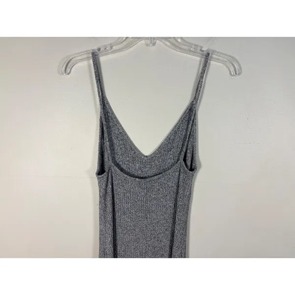 Brandy Melville Midi Dress Womens One Size Grey Excellent Ribbed‎ Knit V-Neck - Image 9