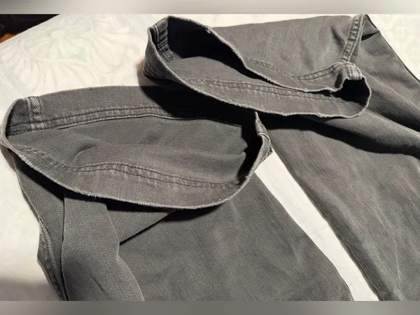 aerie baggy gray Cargo Denim Overalls wide leg size M - Image 10
