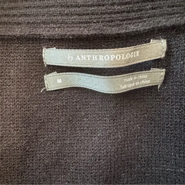 Anthropologie Elise Ribbed Black High-low Hem Off Shoulder Tunic Sweater Medium - Image 6