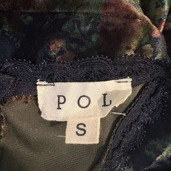 POL Dark Floral Crushed Velvet Racerback Midi Dress Green Whimsigoth Fairy Small - Image 5