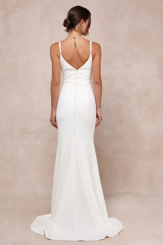 NWOT Lulus Feeling of Forever White Sleeveless Mermaid Maxi Dress Women's Medium - Image 2