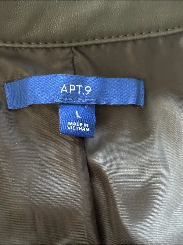 Apt. 9 Olive Leather Zip-Front Moto Jacket - Image 4
