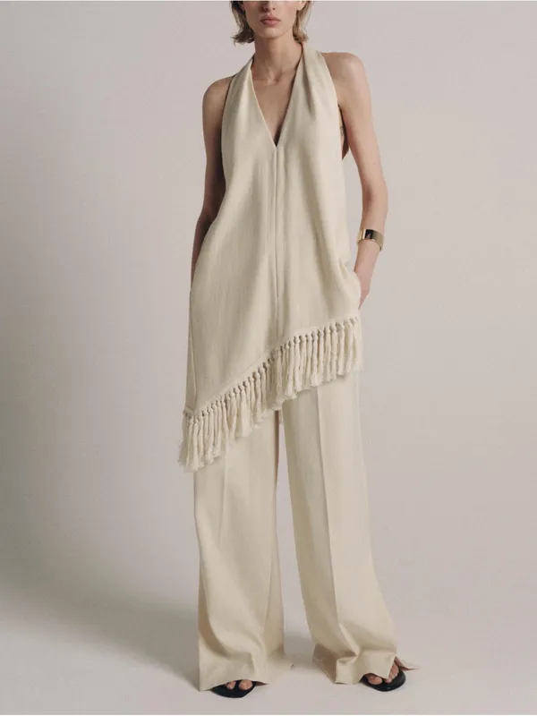 Zara ZW COLLECTION HALTER TOP WITH FRINGING - Image 3