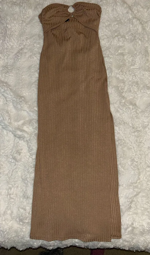 SheIn Brown Knit Halter Top Dress - Image 2