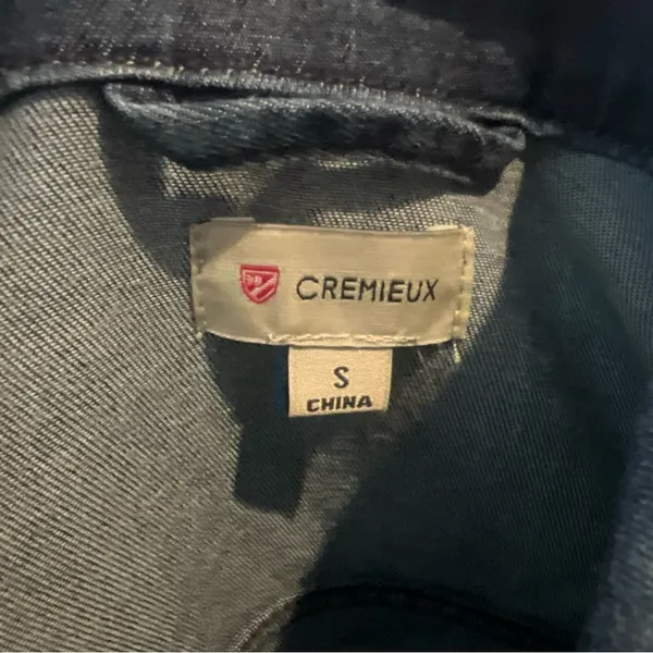 Cremieux Dark Blue Jean Jacket Shirt w/ Silver Buttons women’s size S - Image 2