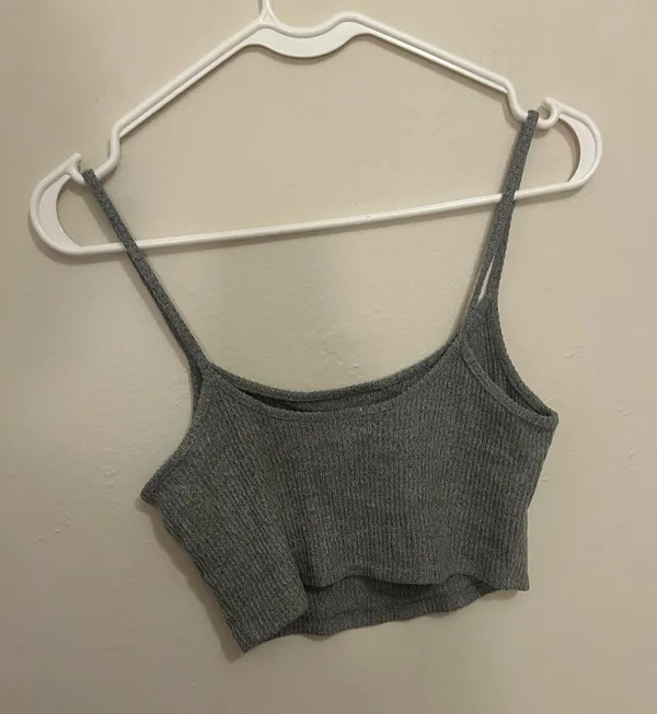 Garage Ribbed Crop Tank Grey - Image 2
