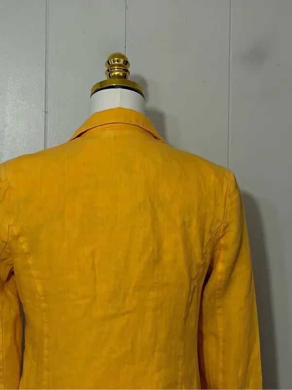 Sundance Pippa Cropped 100% Linen Blazer Sunset Yellow Size XS - Image 8