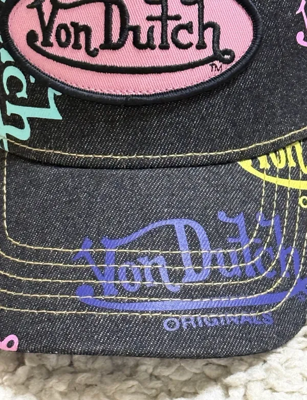 New unisex Von Dutch Tagged dark denim Trucker Hat - Image 4