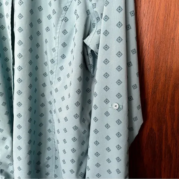 Orvis Button Up Diamond Pattern Roll Up Sleeve Blouse - Image 7