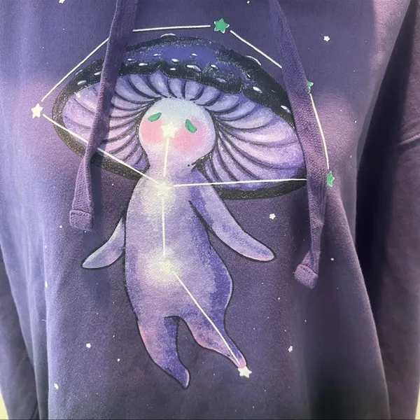 Fairydropart Mushroom Constellation Ombré Purple Hoodie S Whimsy Fairy Hippie - Image 2
