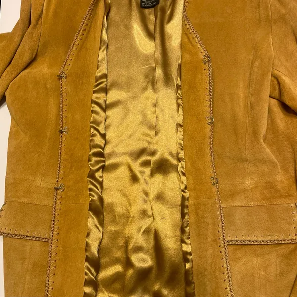 Terry Lewis Classic Luxuries Women's Tan Suede Jacket Lined GORGEOUS- Size L - Image 8