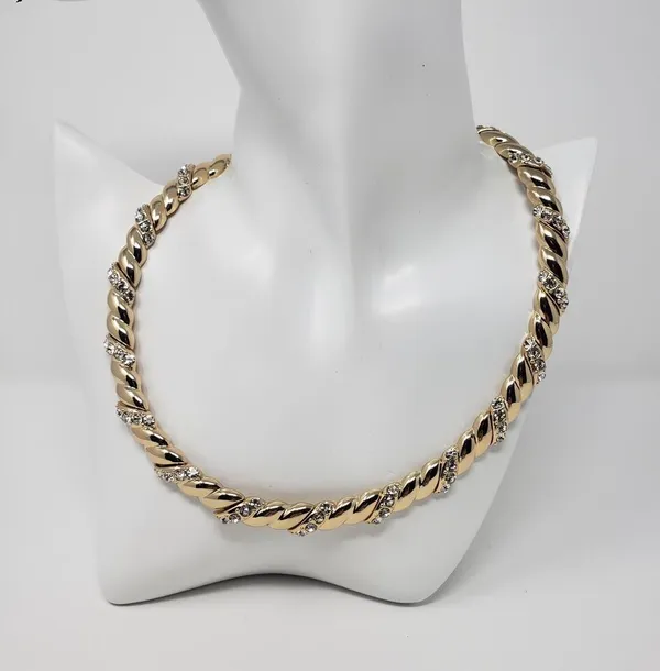 NWT Sugarfix by Baublebar Gold-Tone Hinged Twist Rhinestone Necklace Women's - Image 4