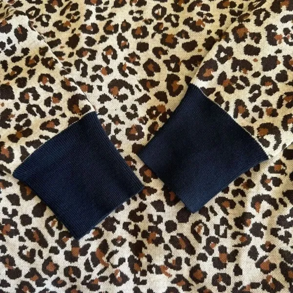 Peter Millar Trendy 100% Merino Wool Leopard Print Ribbed Navy Blue SZ M #2291 - Image 12
