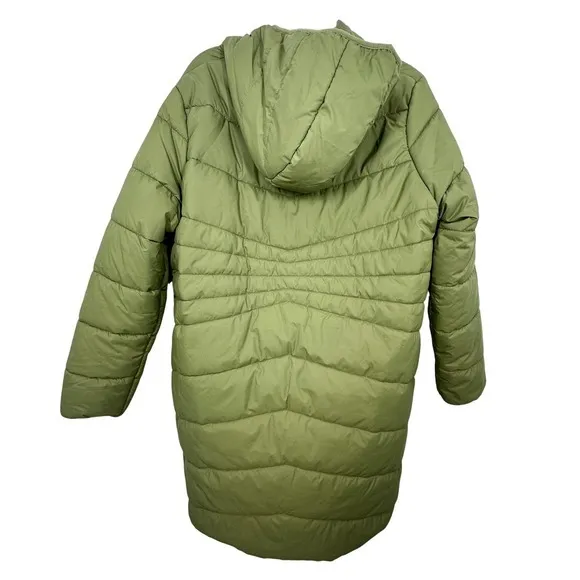 New Balance Women Puffer Jacket Forest Green Hooded Water Wind‎ Resistant XL - Image 2