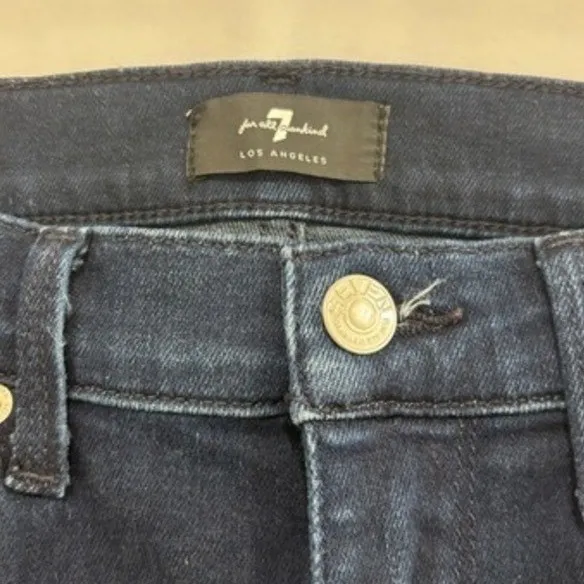7 For All Mankind Womens High Rise Skinny Jeans Dark Indigo‎ Blue Size 28 - Image 12
