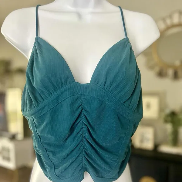 Urban Outfitters Teal Crop Top Sz Large Women’s Adjustable - Image 5