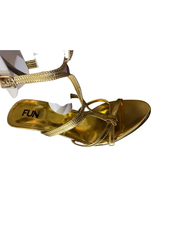 FUN Gold Gladiator Knee High Heels Strappy Sandals Women's 8 Used - Image 4