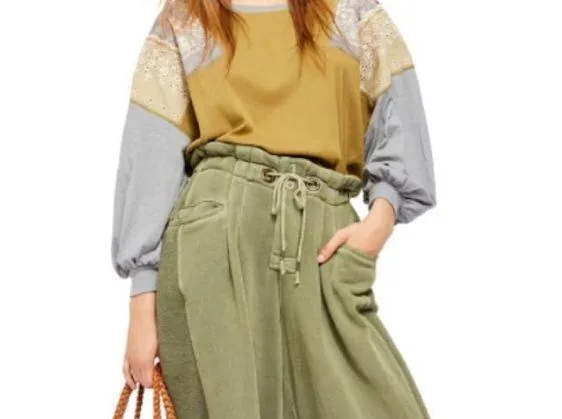 Free People Feelin it Patch Army Green Top M - Image 16