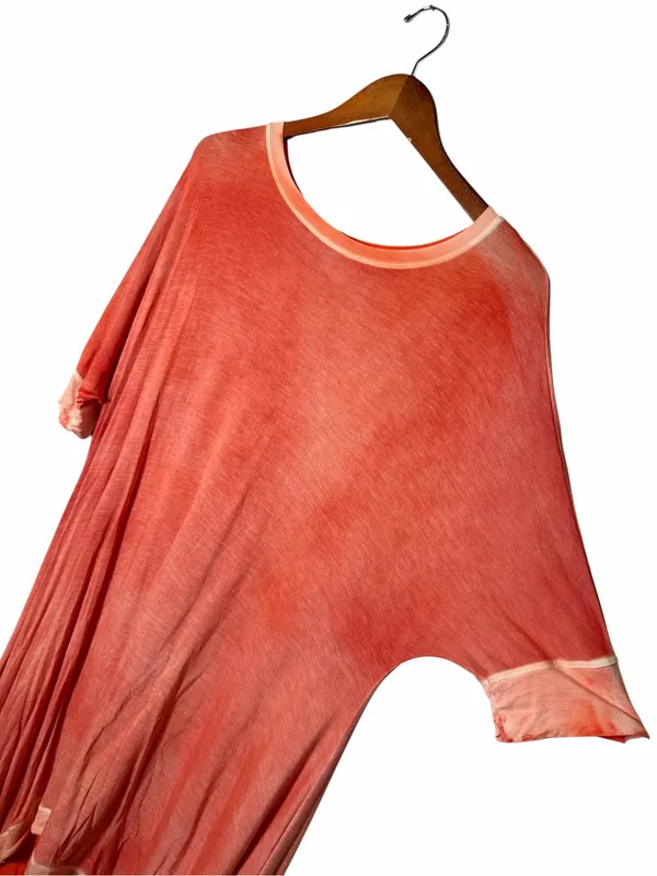 Anthropologie LILKA High Low Coral Orange Maxi Dress M/L Rayon - Image 6
