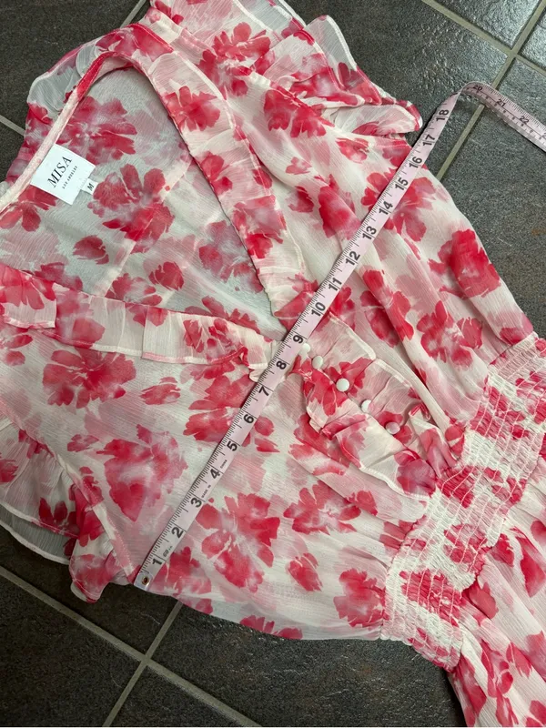 MISA Los Angeles Dakota Sleeveless Midi Dress Abstract Rose Flora Pink Medium - Image 12