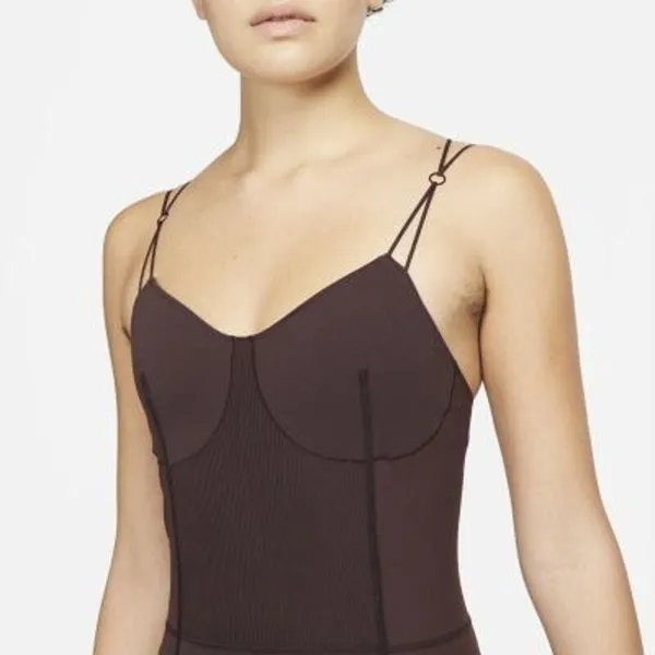 Nike Womens Yoga Luxe Dri-FIT Corset Balletcore Bodysuit Jumpsuit Size XXL Brown - Image 3