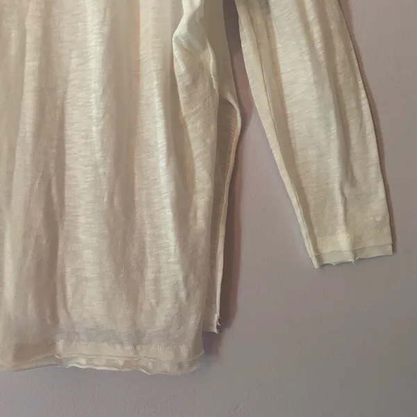 We The Free White V-neck Oversized Tee Cotton Long Sleeve Loungewear Medium - Image 4