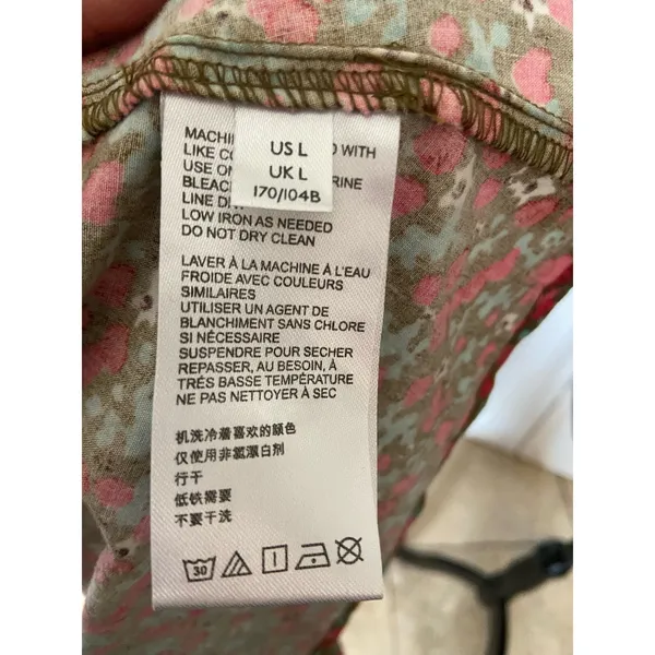 Free‎ People Pennie Floral Mini Dress Puff Sleeve Smocked Waist Women's Large - Image 9