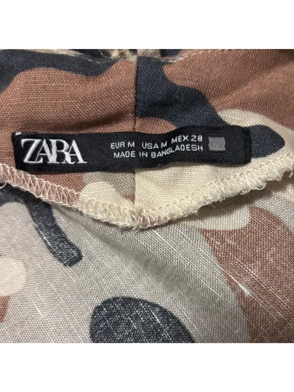 Zara Linen Blend Camo Print Mini Dress Size M - Image 6