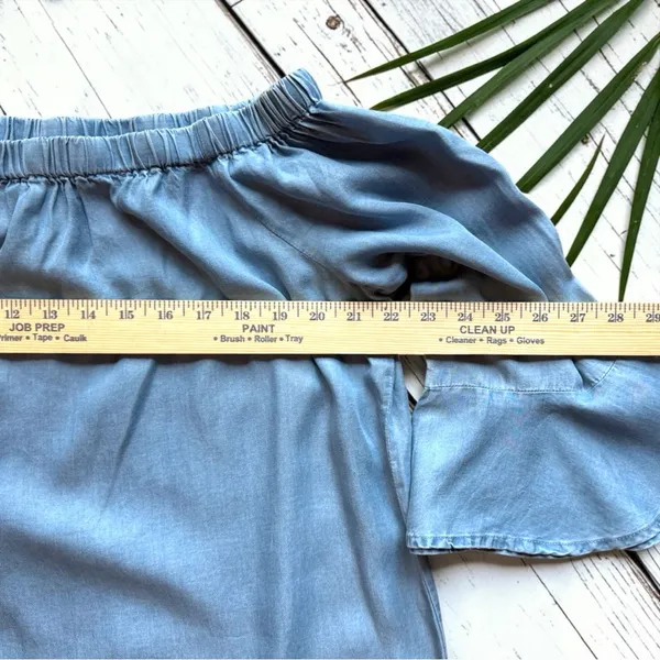 Forever 21+ Off-Shoulder Chambray Dress | Light Wash Denim Look | Size 1X | NWT - Image 9