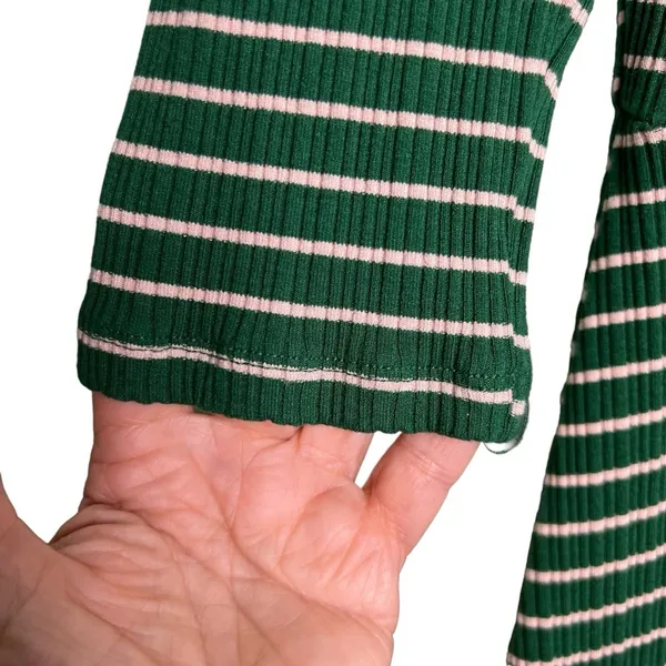 Anthropologie Maeve Green Striped Ribbed Knit Maxi Dress Small - Image 10