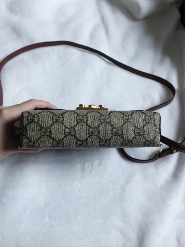 Gucci GG Supreme Monogram Calfskin Mini Padlock Top Handle Shoulder Bag - Image 7
