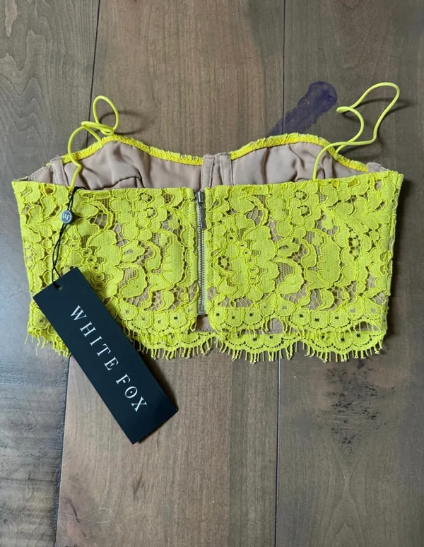 White Fox Size XS Under Control Lace Cami Bustier Yellow NWT - Image 4