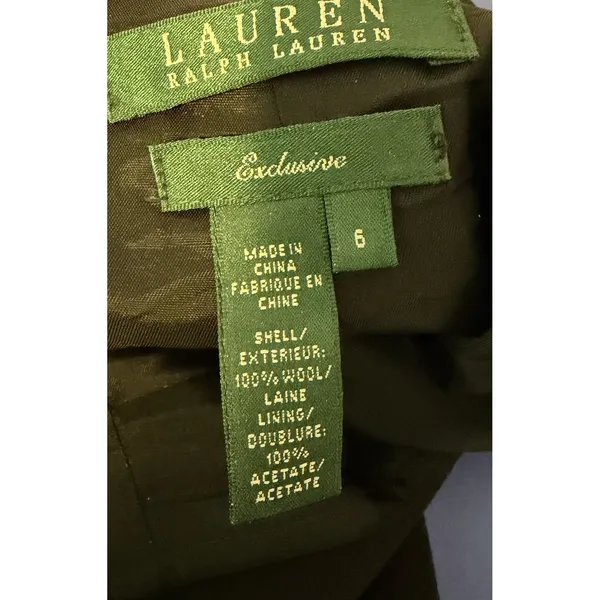 Lauren‎ Ralph Lauren Black Wool Flounce Skirt Size 6 Side Zip Career Lawyer Work - Image 3